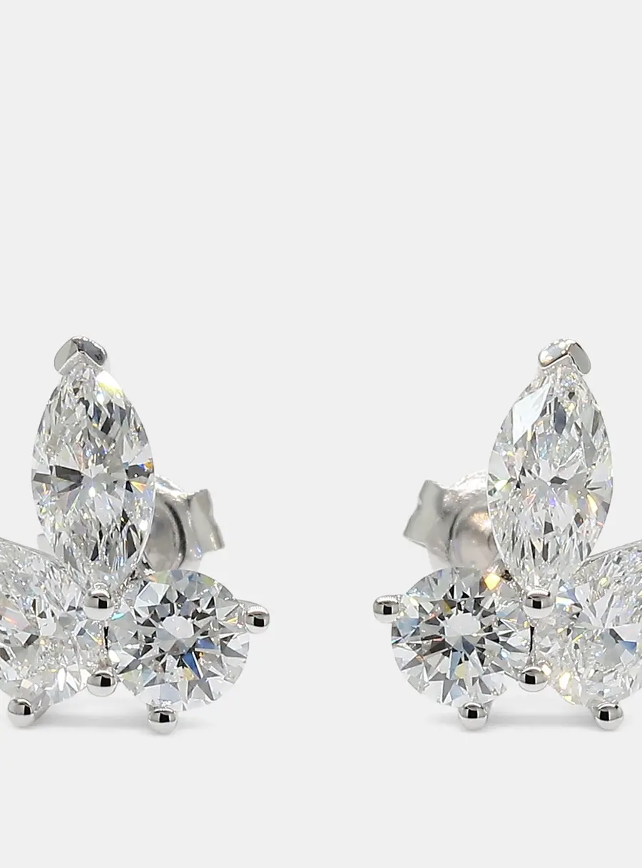 1.72 cts Lab Grown Diamond 14k White Gold Fancy Mix Studs