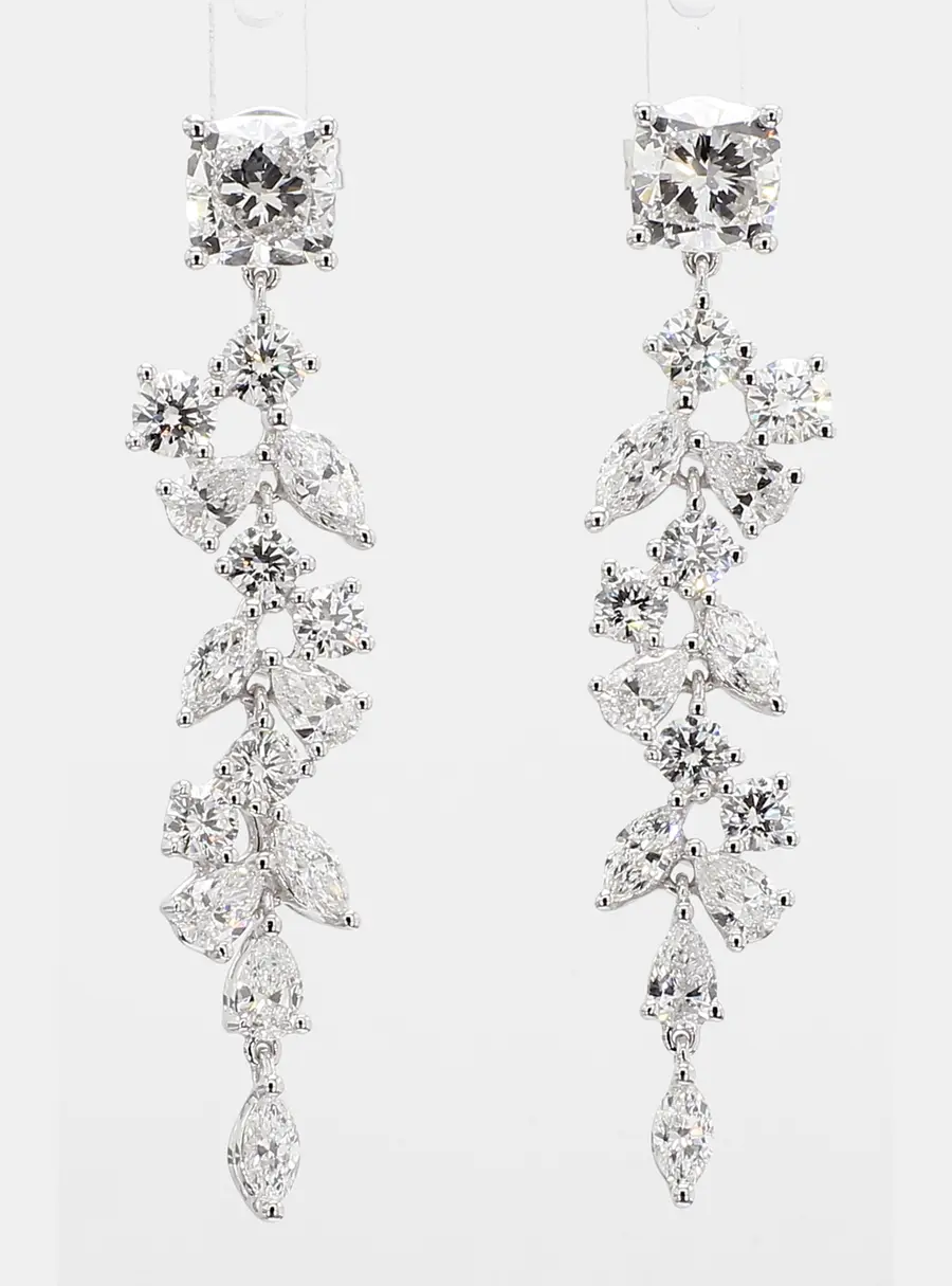 4.02 cts Lab Grown Diamond 14k White Gold Fancy Mix Earrings