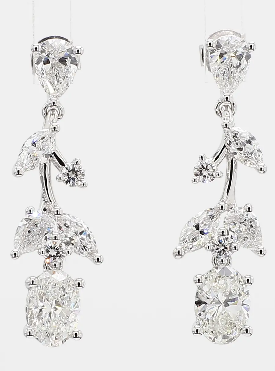 3.11 cts Lab Grown Diamond 14k White Gold Fancy Mix Earrings