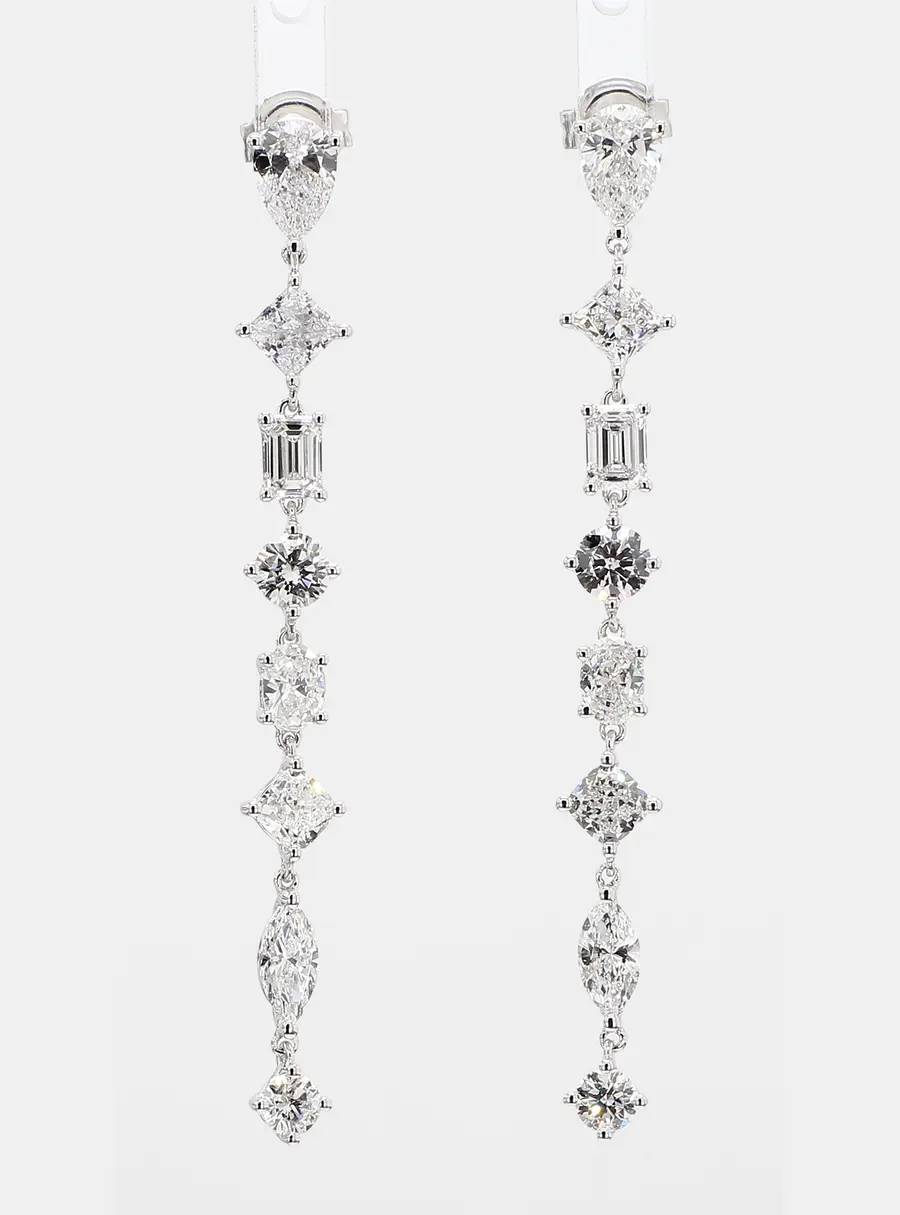 3.52 cts Lab Grown Diamond 14k White Gold Fancy Mix Earrings