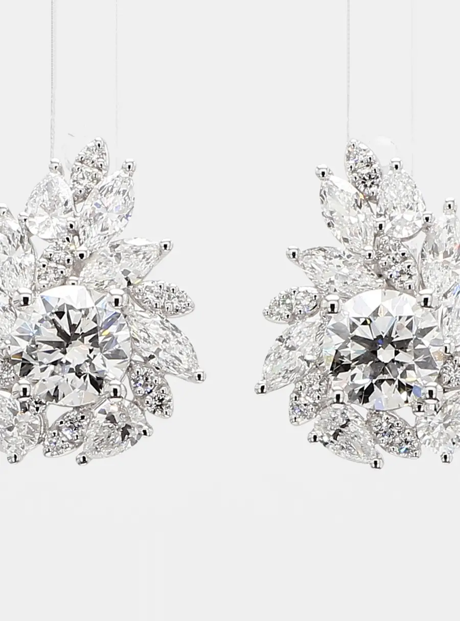 4.04 cts Lab Grown Diamond 14k White Gold Fancy Mix Studs