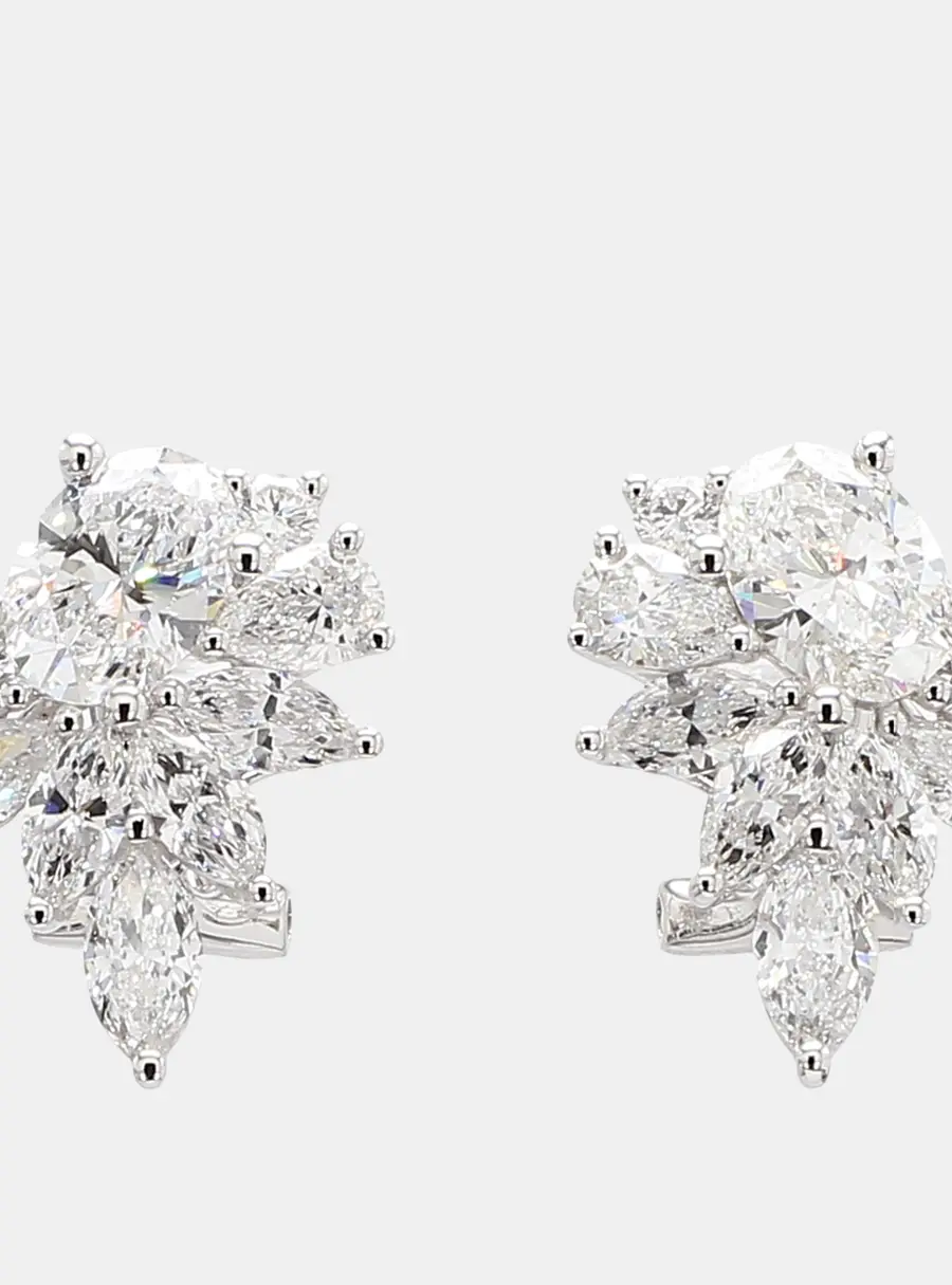 3.26 cts Lab Grown Diamond 14k White Gold Fancy Mix Studs