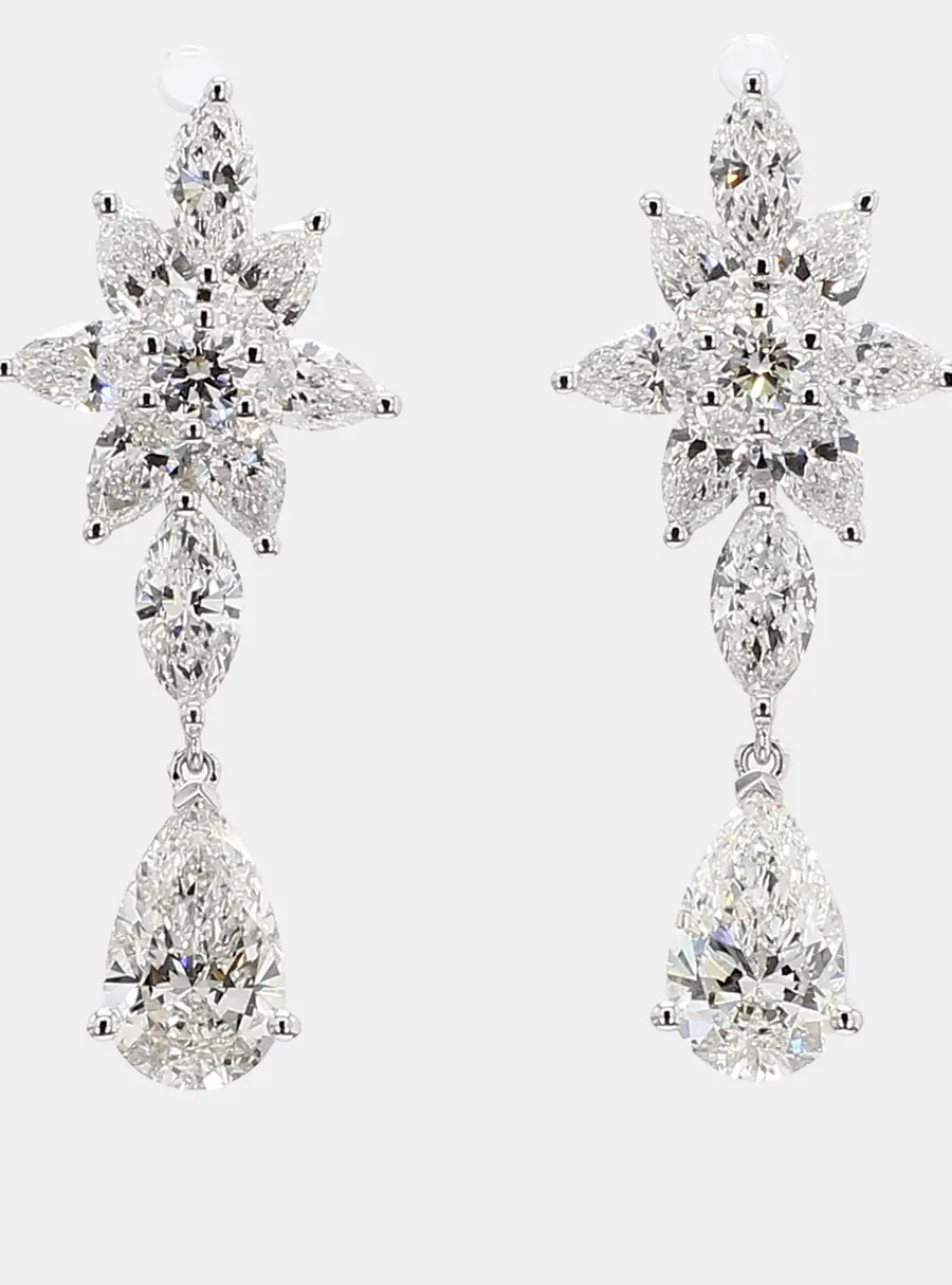 3.50 cts Lab Grown Diamond 14k White Gold Fancy Mix Earrings