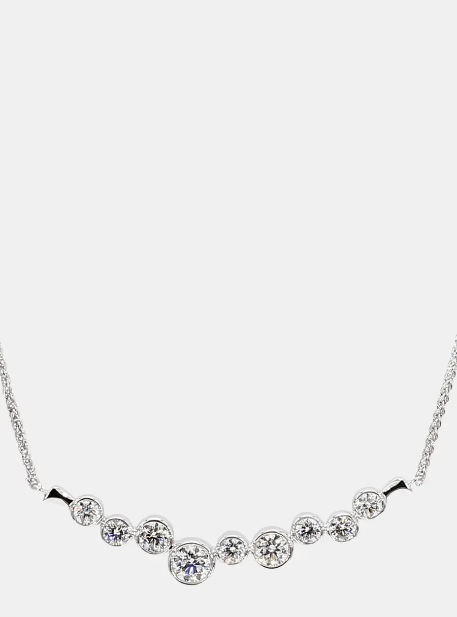 1.00 cts Round Lab Grown Diamond 14k White Gold Bar Necklace