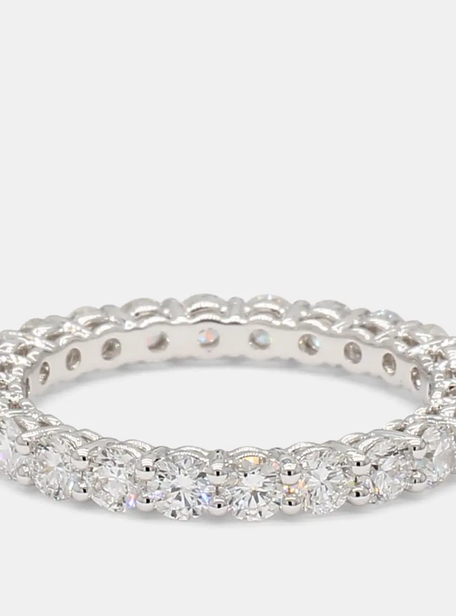 2.04 cts Round Lab Grown Diamonds 14K White Gold Eternity Band