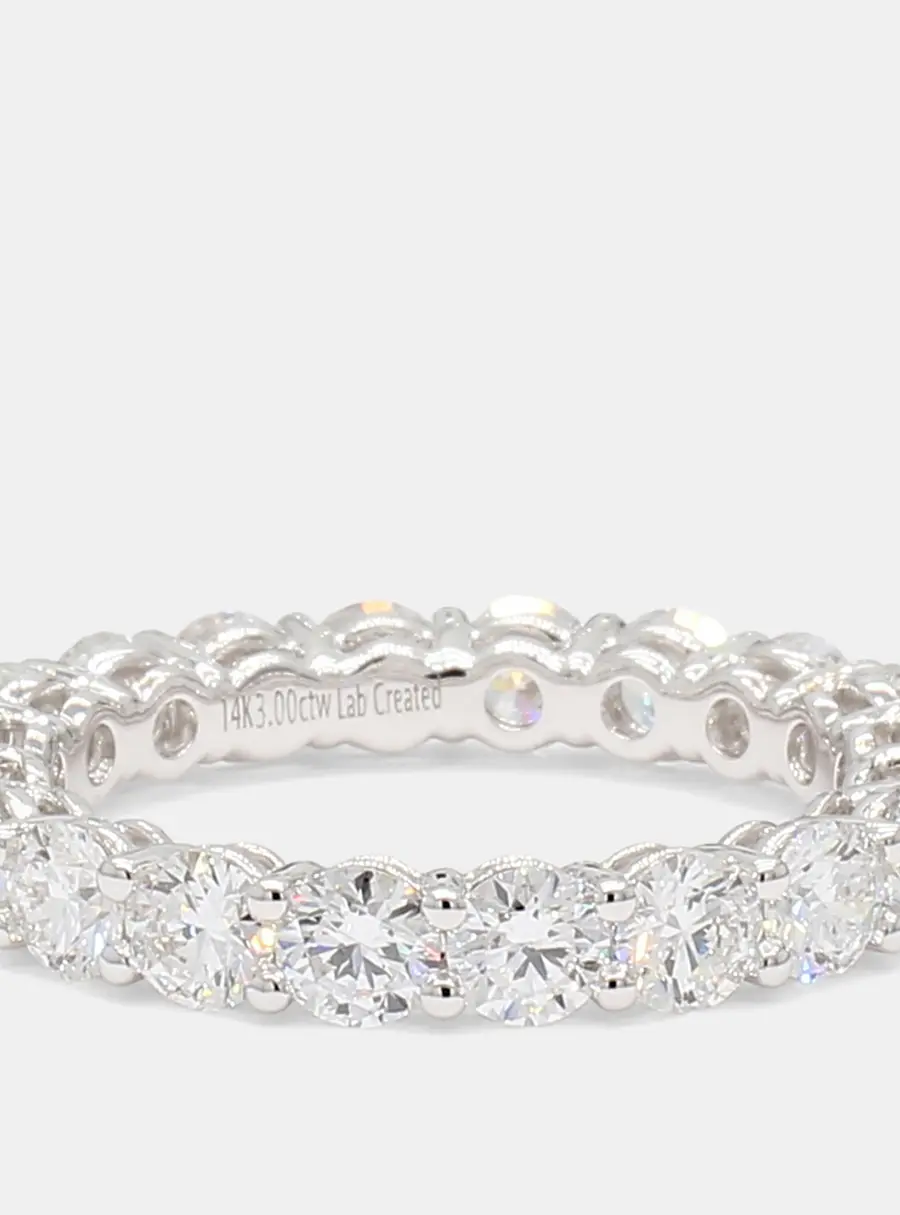 3.00 cts Round Lab Grown Diamonds 14K White Gold Eternity Band