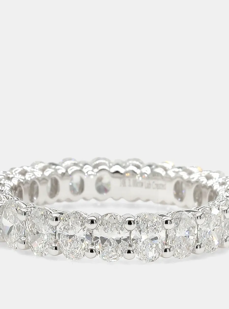 3.00 cts Oval Lab Grown Diamonds 14K White Gold Eternity Band