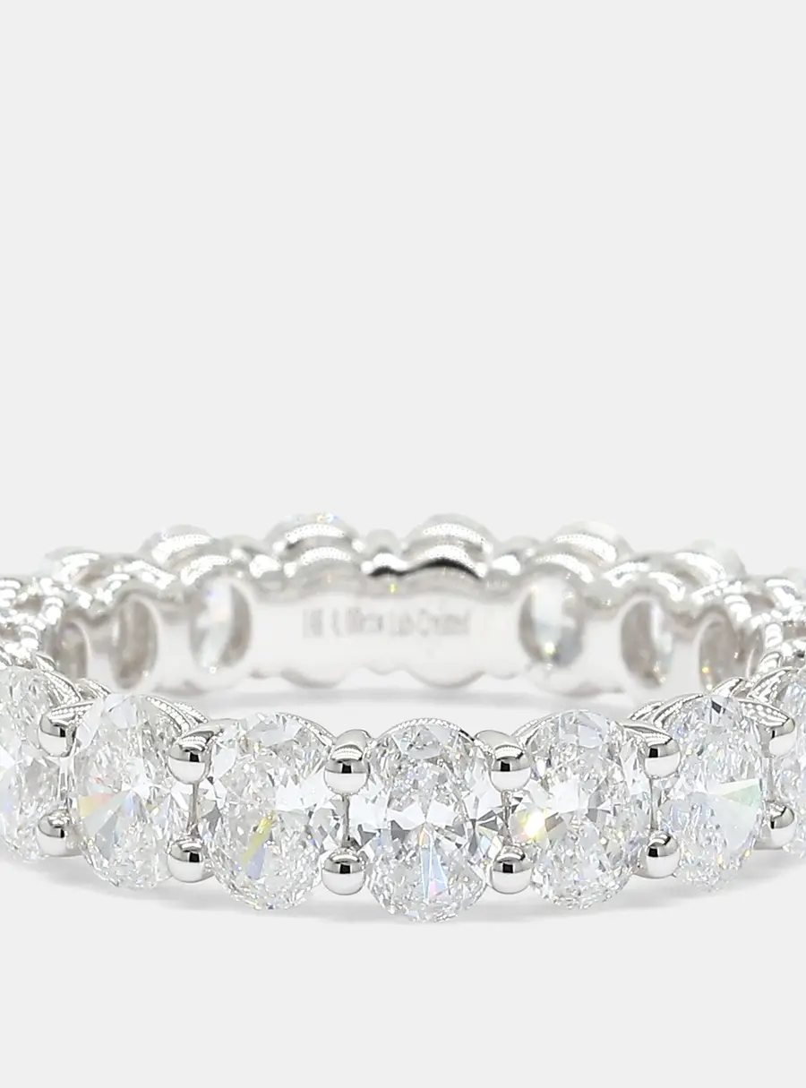 4.00 cts Oval Lab Grown Diamonds 14K White Gold Eternity Band US 7