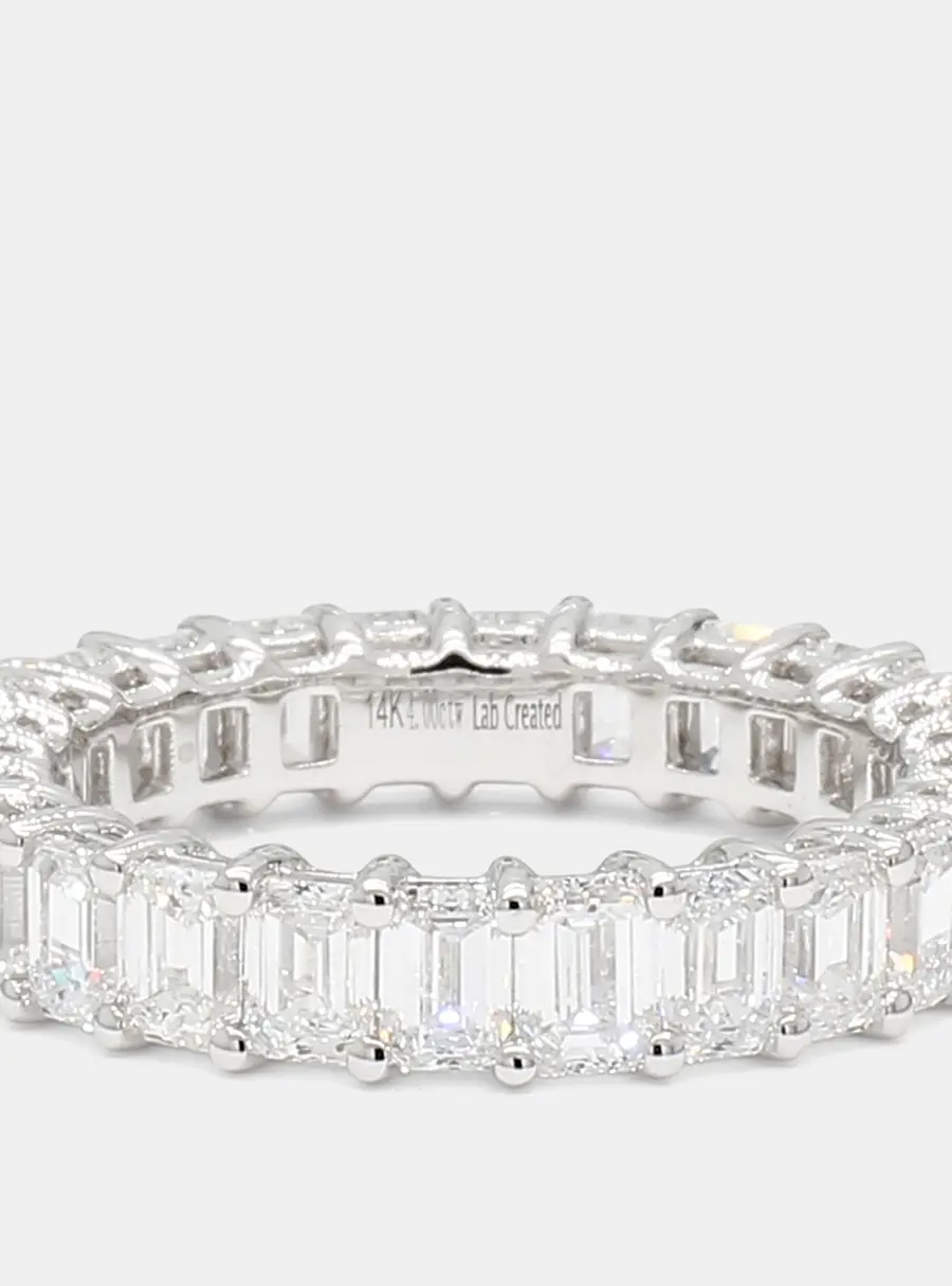 4.00 cts Emerald Lab Grown Diamonds 14K White Gold Eternity Band