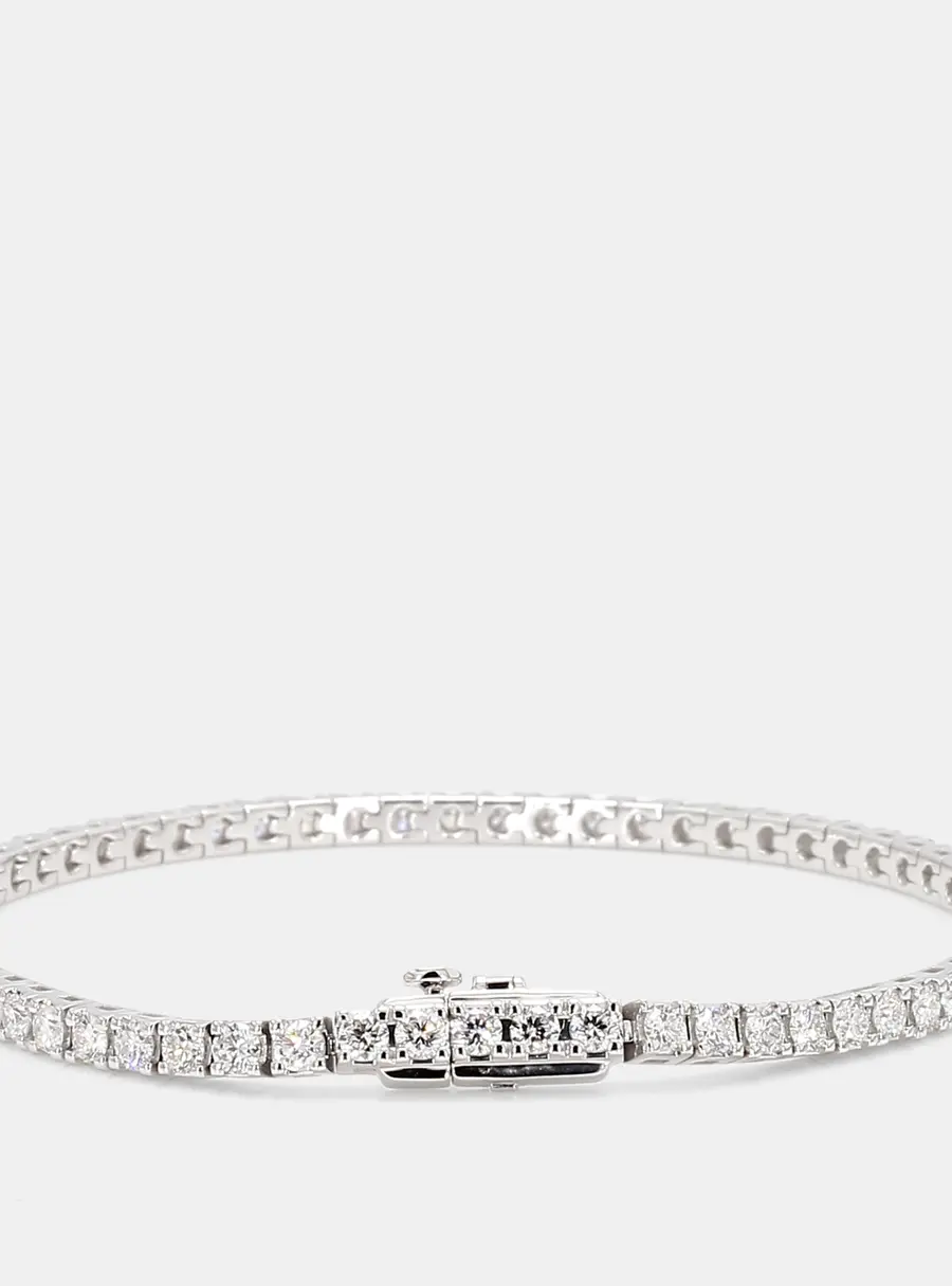 Atelier D' Excellence 3.10 cts Round Lab Grown Diamonds 14k White Gold Basket Tennis Bracelet