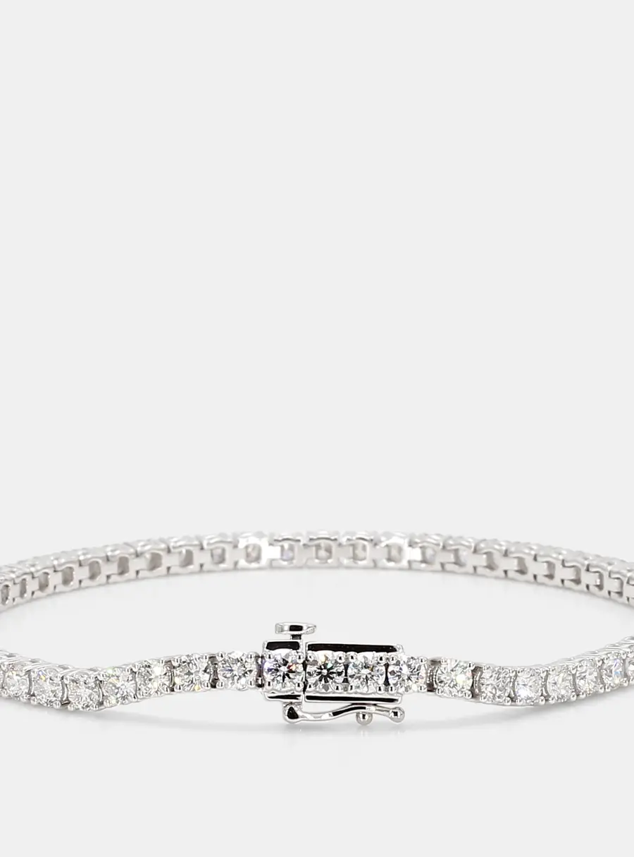 Atelier D' Excellence 5.07 cts Round Lab Grown Diamonds 14k White Gold Basket Tennis Bracelet