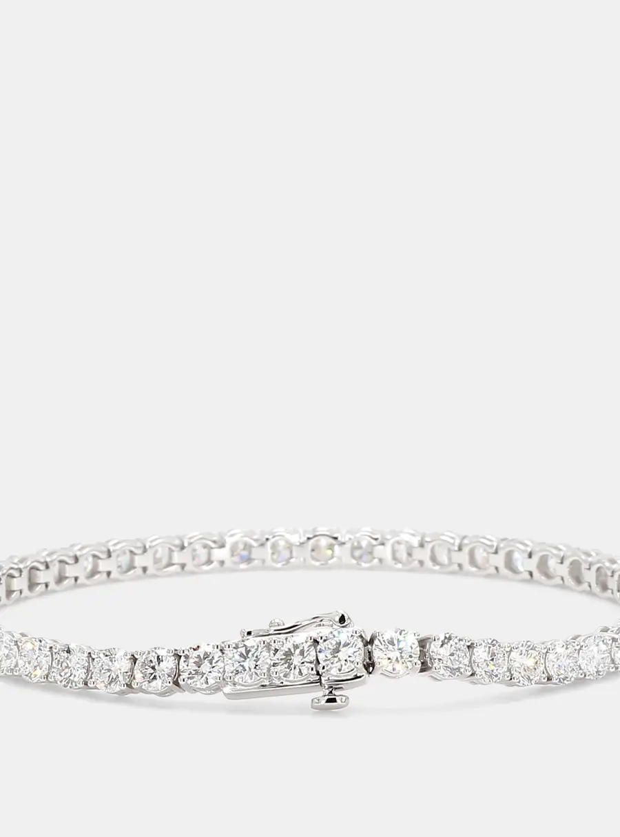 Atelier D' Excellence 8.06 cts Round Lab Grown Diamonds 14k White Gold Basket Tennis Bracelet