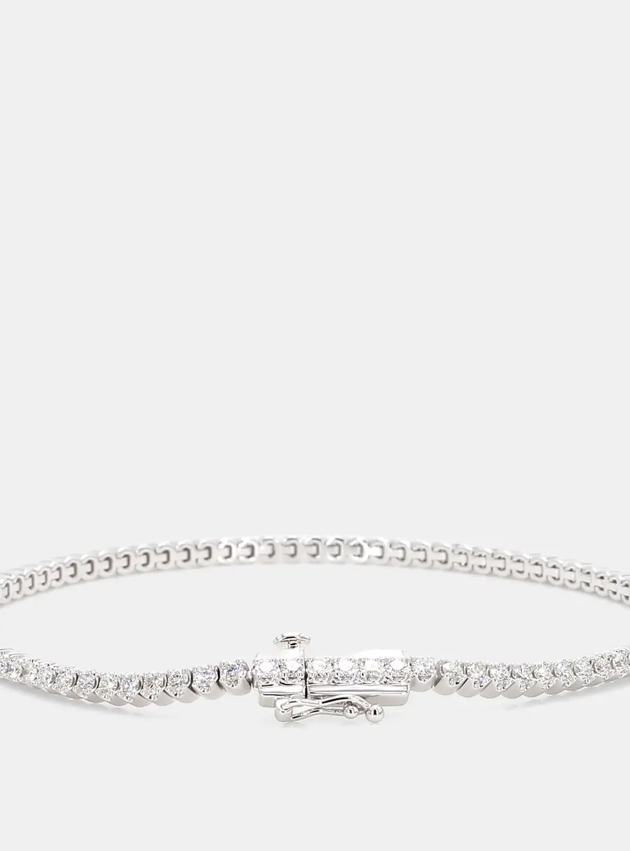 Atelier D' Excellence 2.00 cts Round Lab Grown Diamonds 14k White Gold Basket Tennis Bracelet