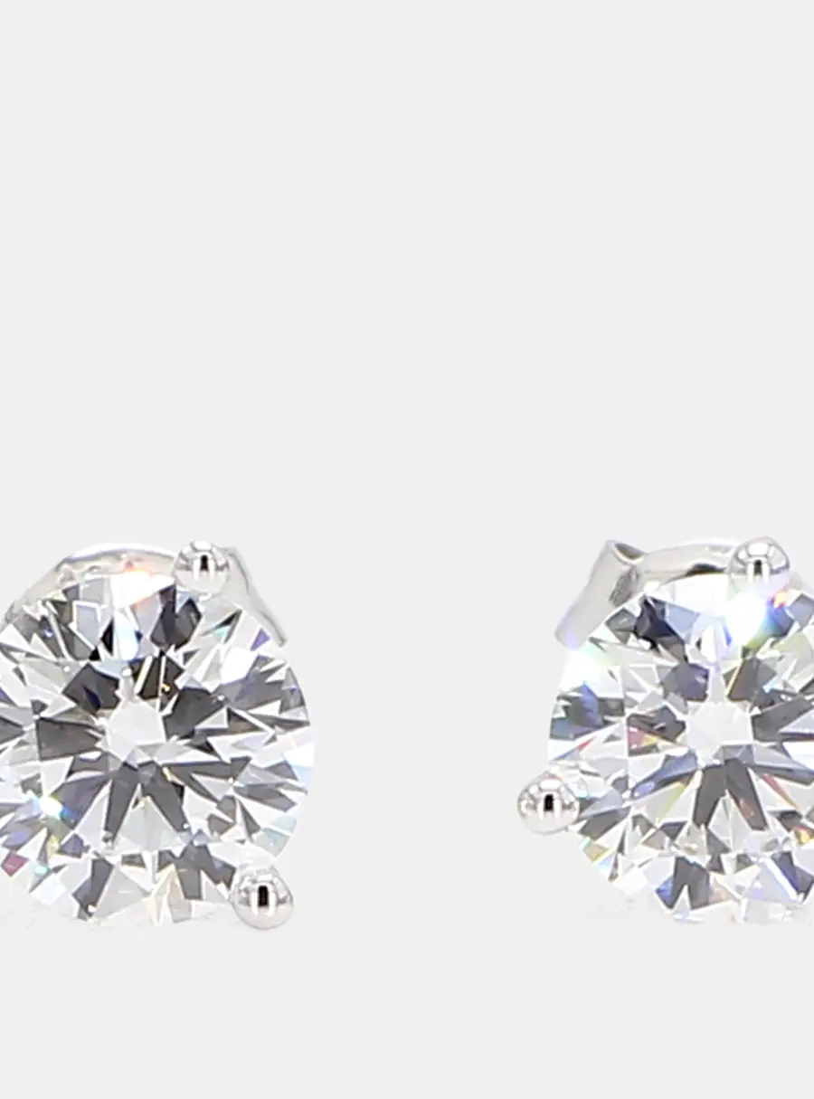 2.00 cts Round Lab Grown Diamonds 14K White Gold 3 Prong Martini Studs
