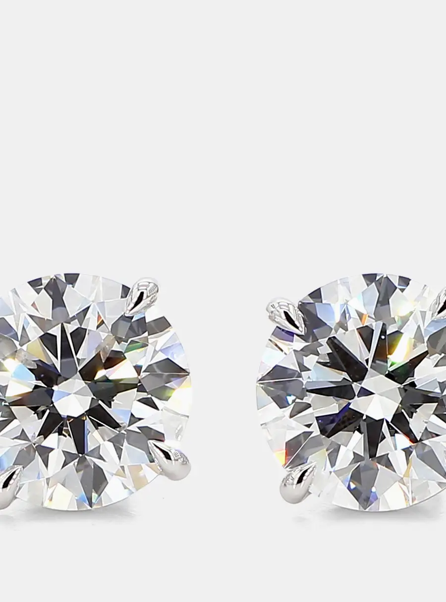 9.07 cts Round Lab Grown Diamonds 14K White Gold 4 Prong Basket Studs