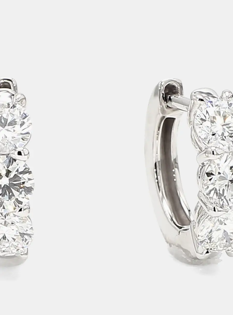 2.00 cts Round Lab Grown Diamonds 14K White Gold Front Facing Huggies