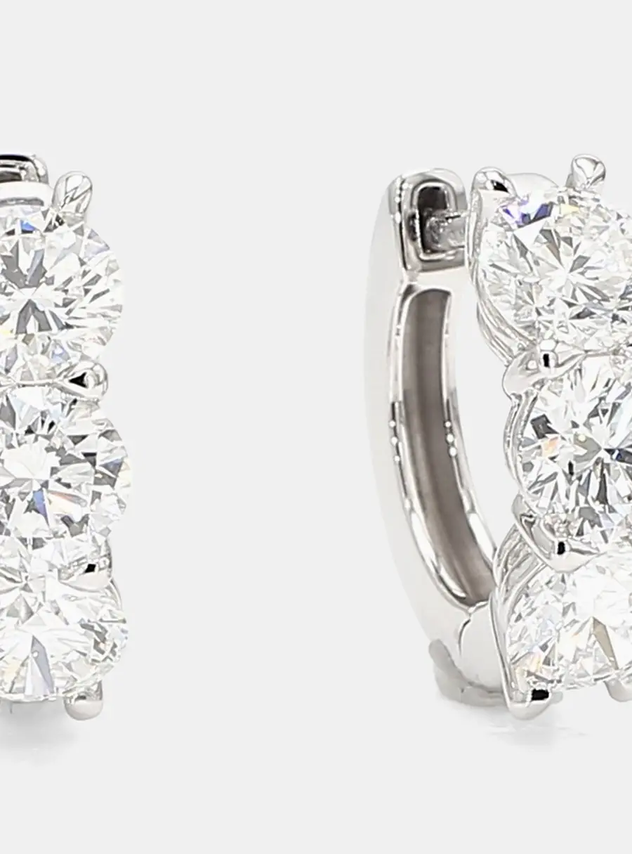 3.00 cts Round Lab Grown Diamonds 14K White Gold Front Facing Huggies