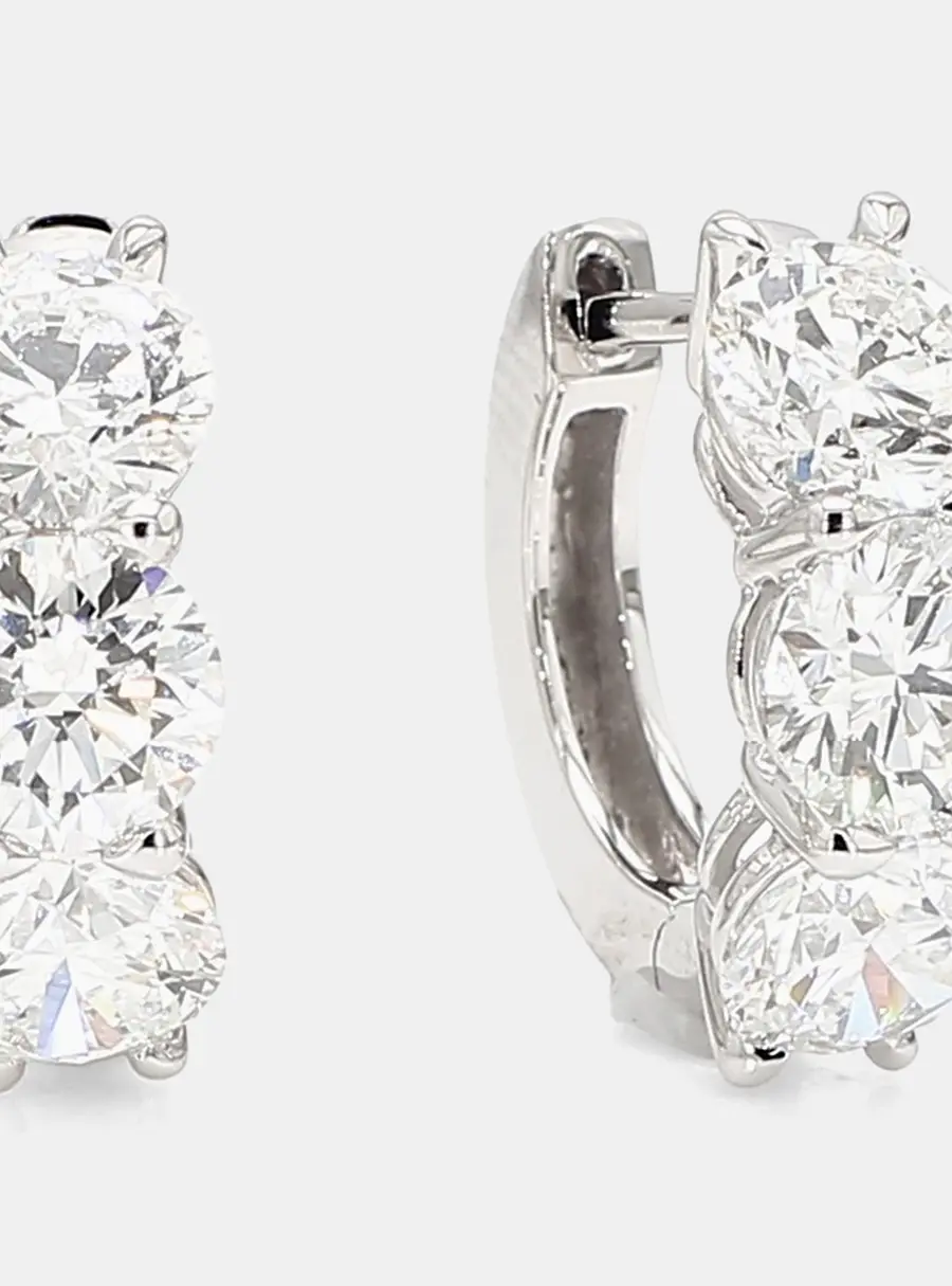 4.00 cts Round Lab Grown Diamonds 14K White Gold Front Facing Huggies