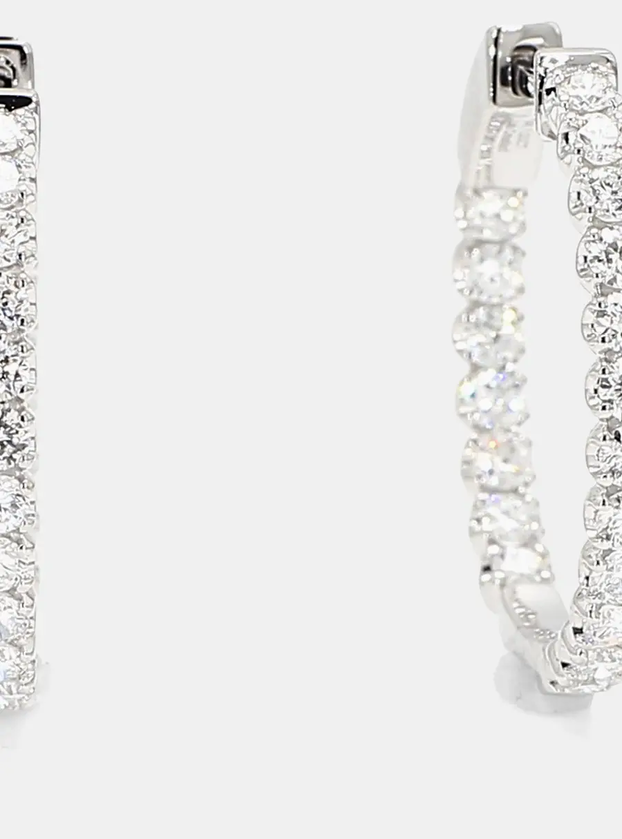 1.00 cts Round Lab Grown Diamonds 14K White Gold Inside-Out Hoops