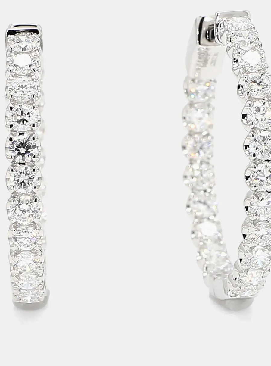 2.00 cts Round Lab Grown Diamonds 14K White Gold Inside-Out Hoops