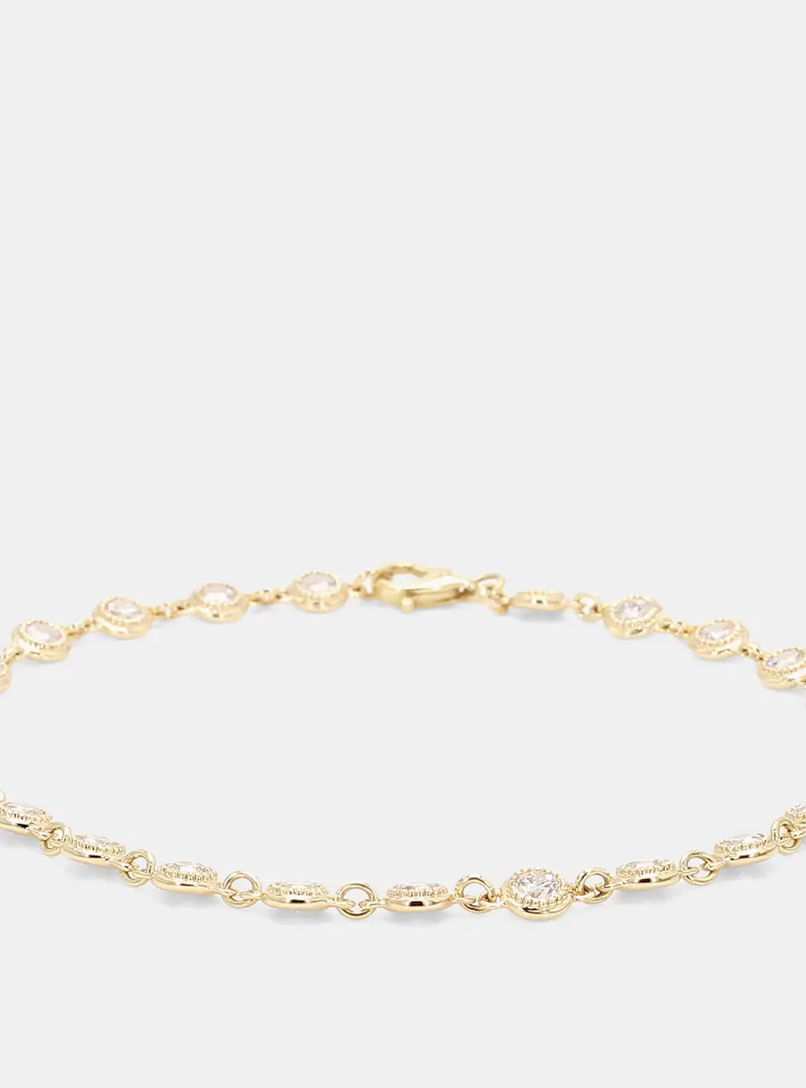 2.02 cts Round Lab Grown Diamonds 14K Yellow Gold Halo Tennis Bracelet