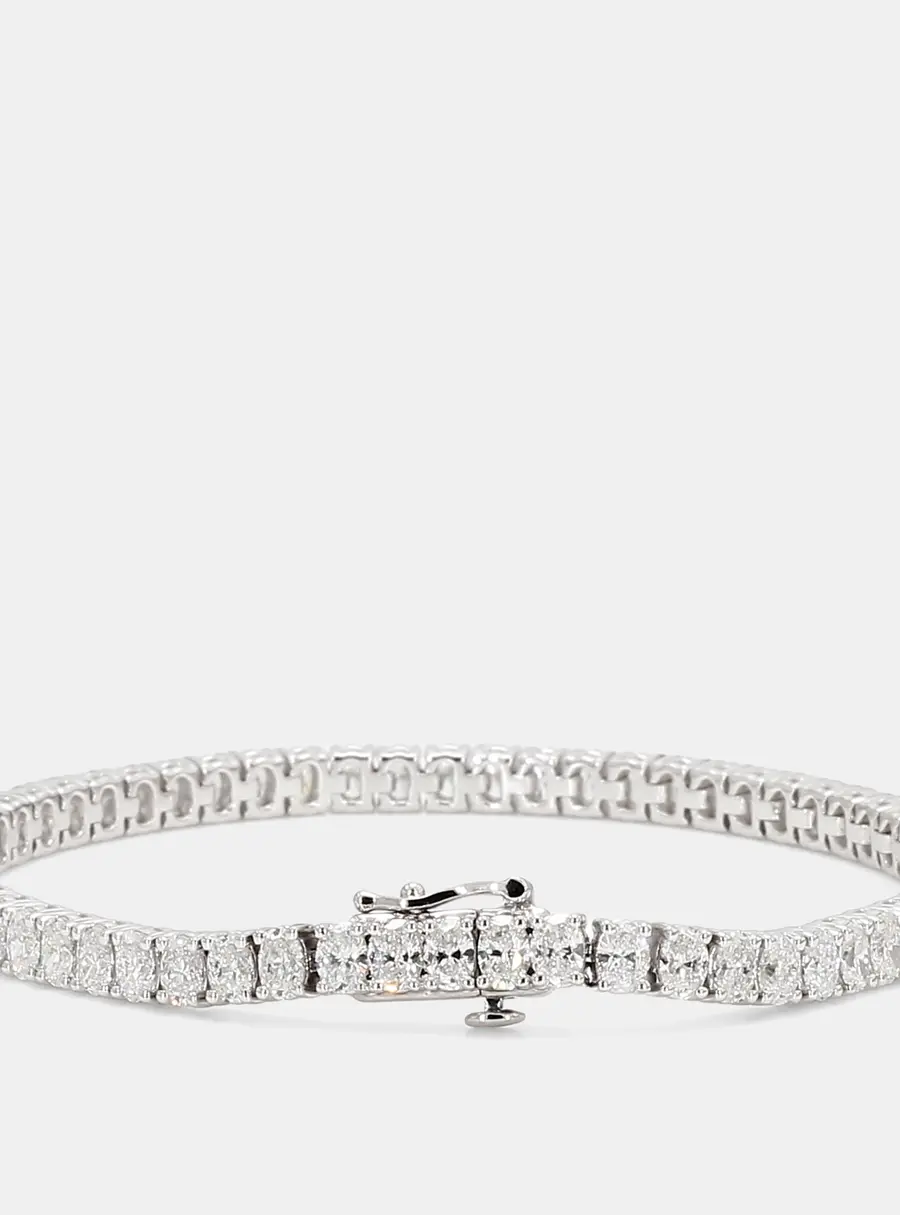 6.20 cts Oval Lab Grown Diamonds 14K White Gold Basket Tennis Bracelet