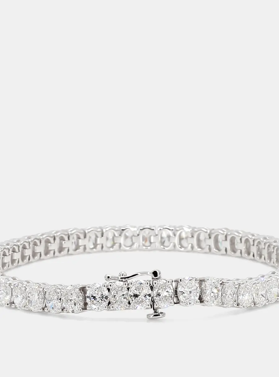9.8cts Oval Lab Grown Diamonds 14K White Gold Basket Tennis Bracelet