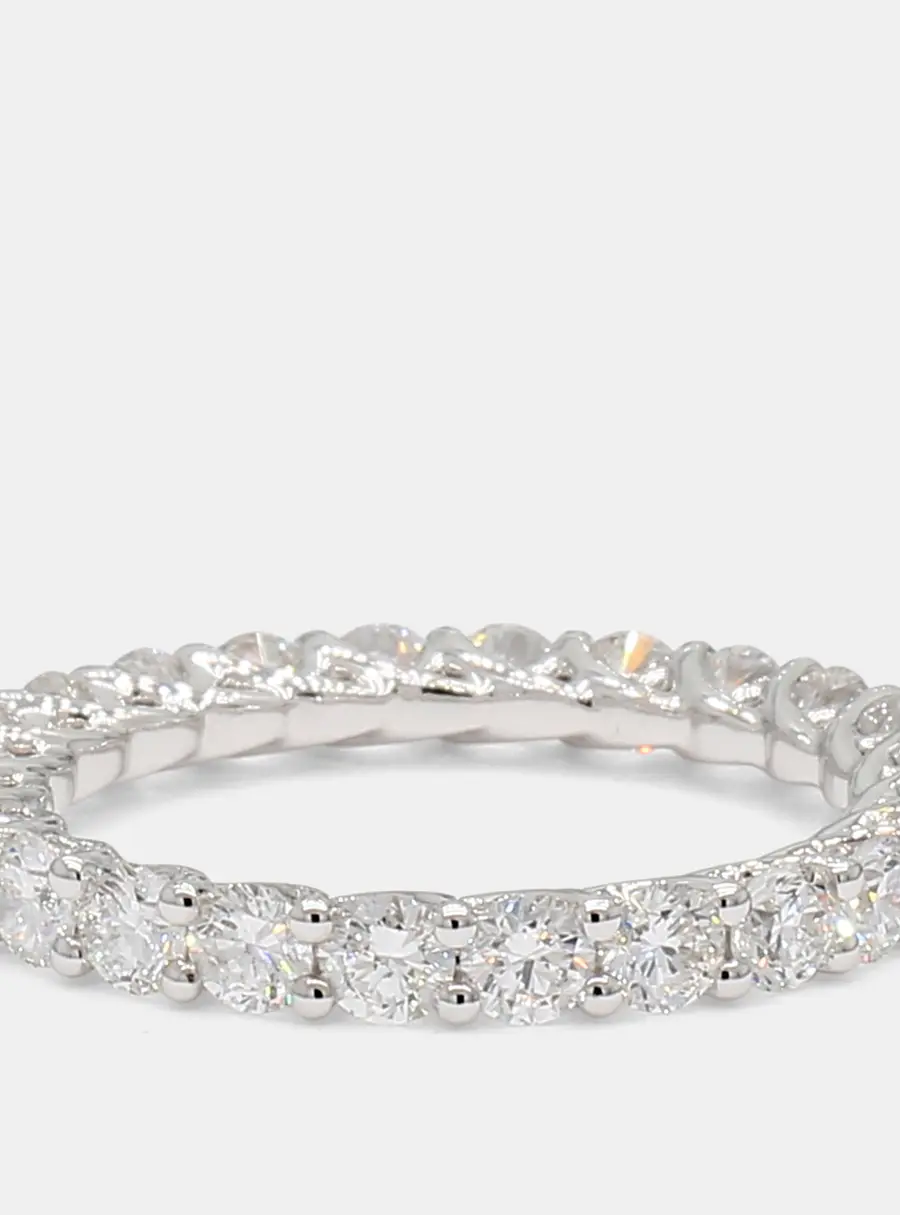 2.14 cts Round Lab Grown Diamonds 14K White Gold Eternity Band EU 54.5