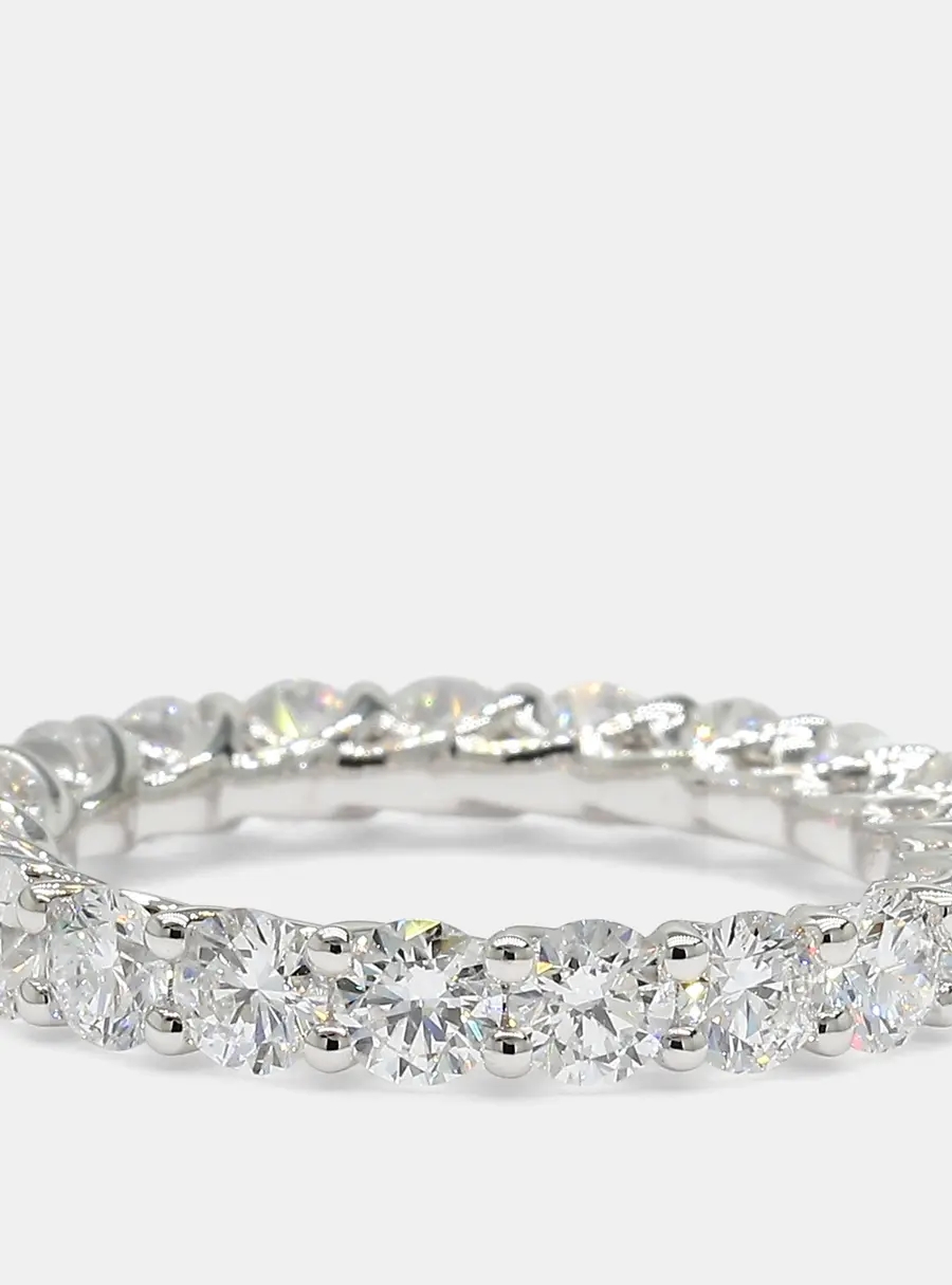 3.00 cts Round Lab Grown Diamonds 14K White Gold Eternity Band EU 54.5