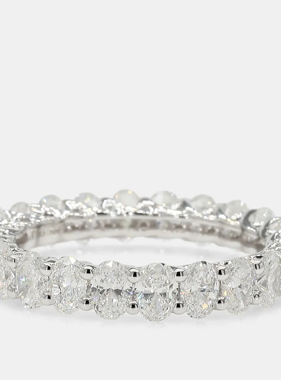 3.00 cts Oval Lab Grown Diamonds 14K White Gold Eternity Band EU 54.5