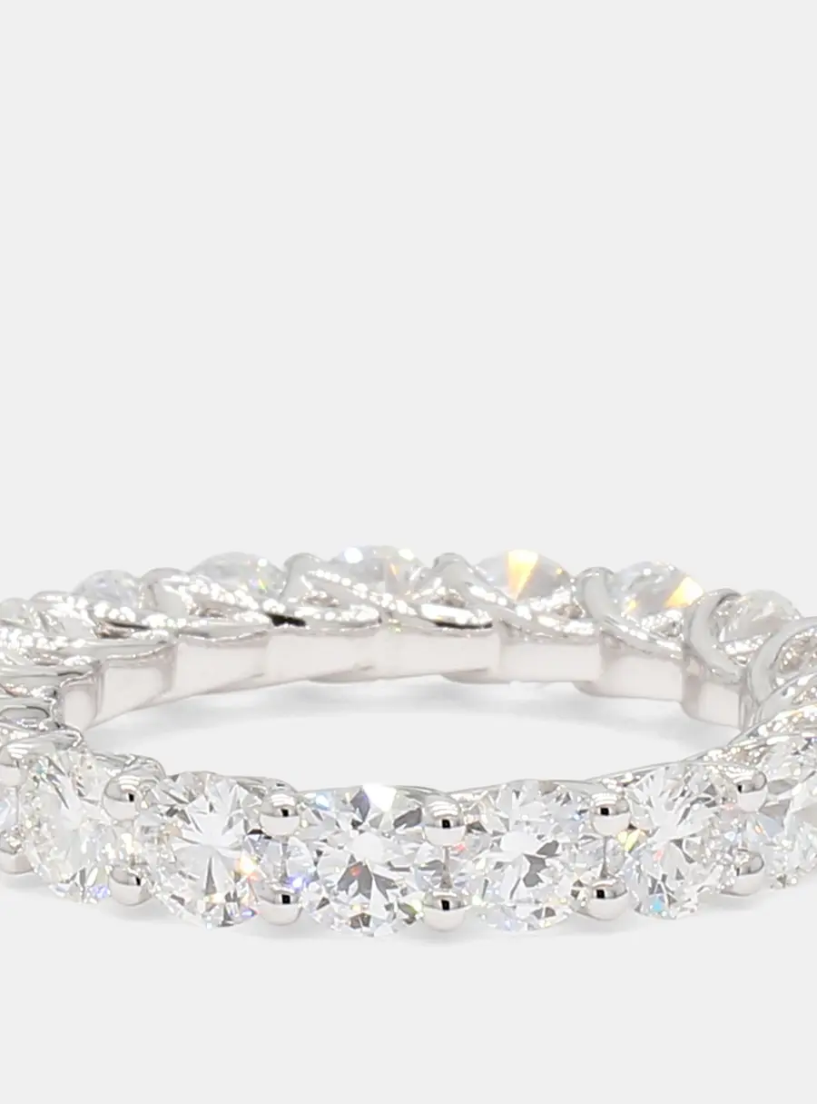 3.99 cts Round Lab Grown Diamonds 14K White Gold Eternity Band EU 54.5