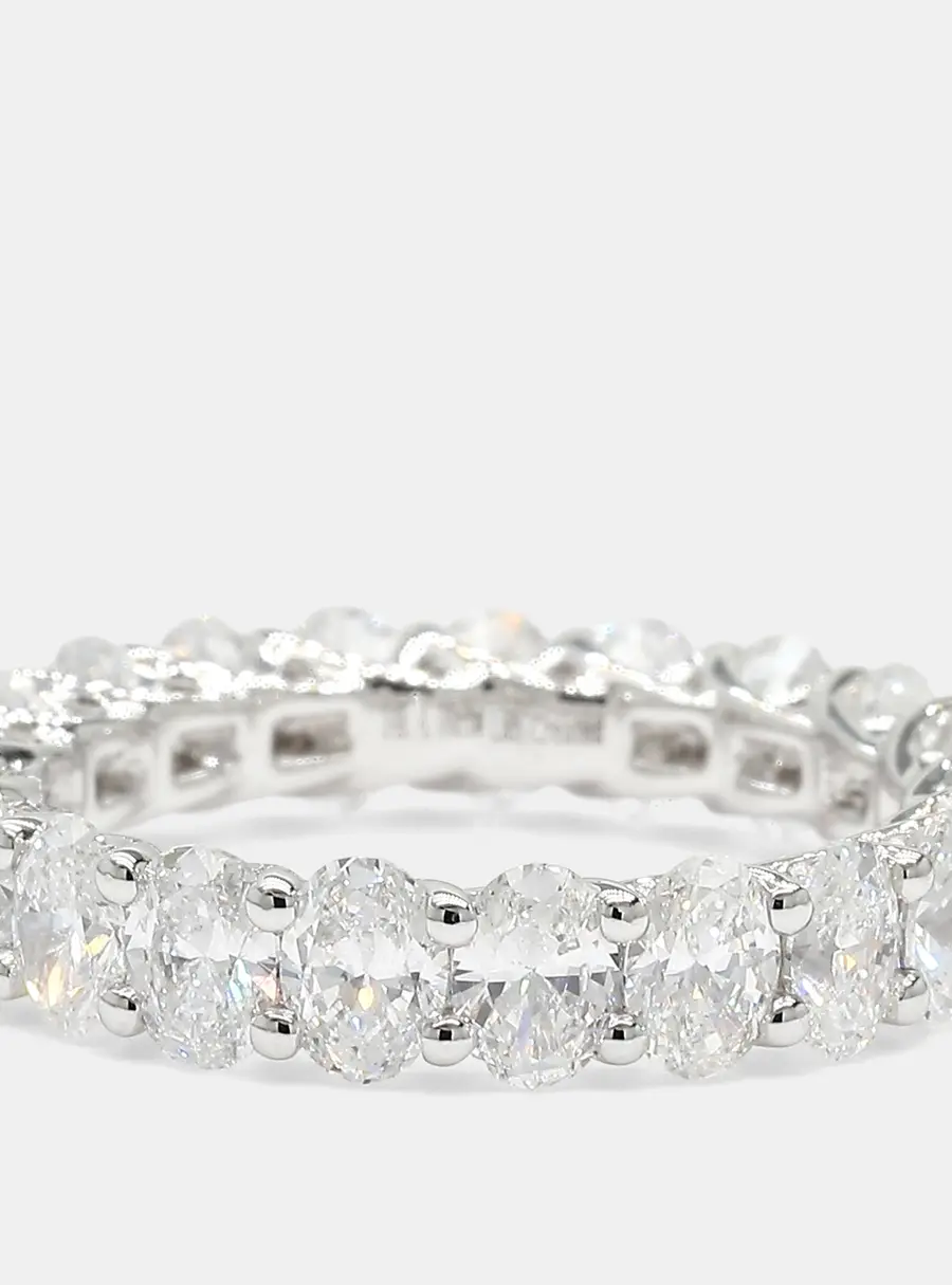 3.99ctw Oval Lab Grown Diamonds 14K White Gold Eternity Band EU 54.5