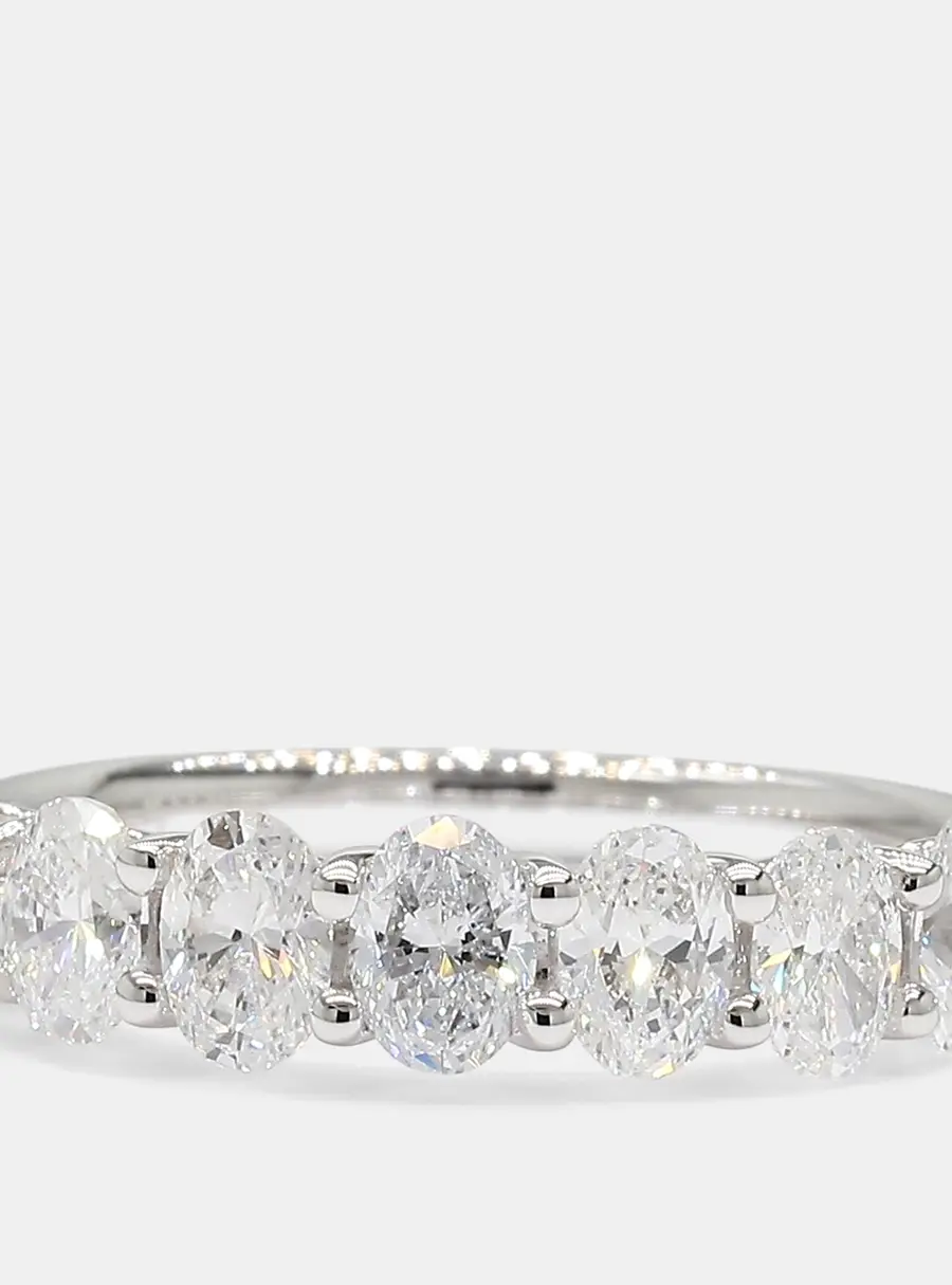 1.00 cts Round Lab Grown Diamonds 14K White Gold Stone Wedding Band EU 54.5