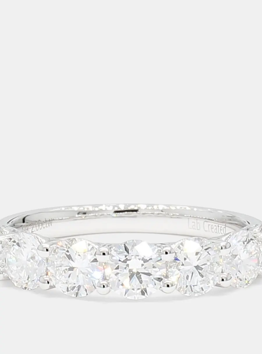 2.01 cts Round Lab Grown Diamonds 14K White Gold 7 Stone Wedding Band US 7