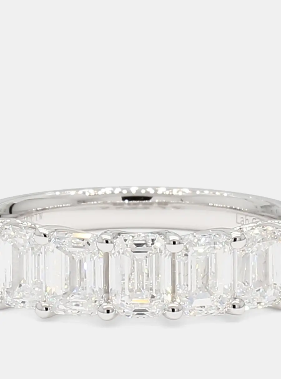 2.00 cts Emerald Lab Grown Diamonds 14K White Gold 5 Stone Wedding Band