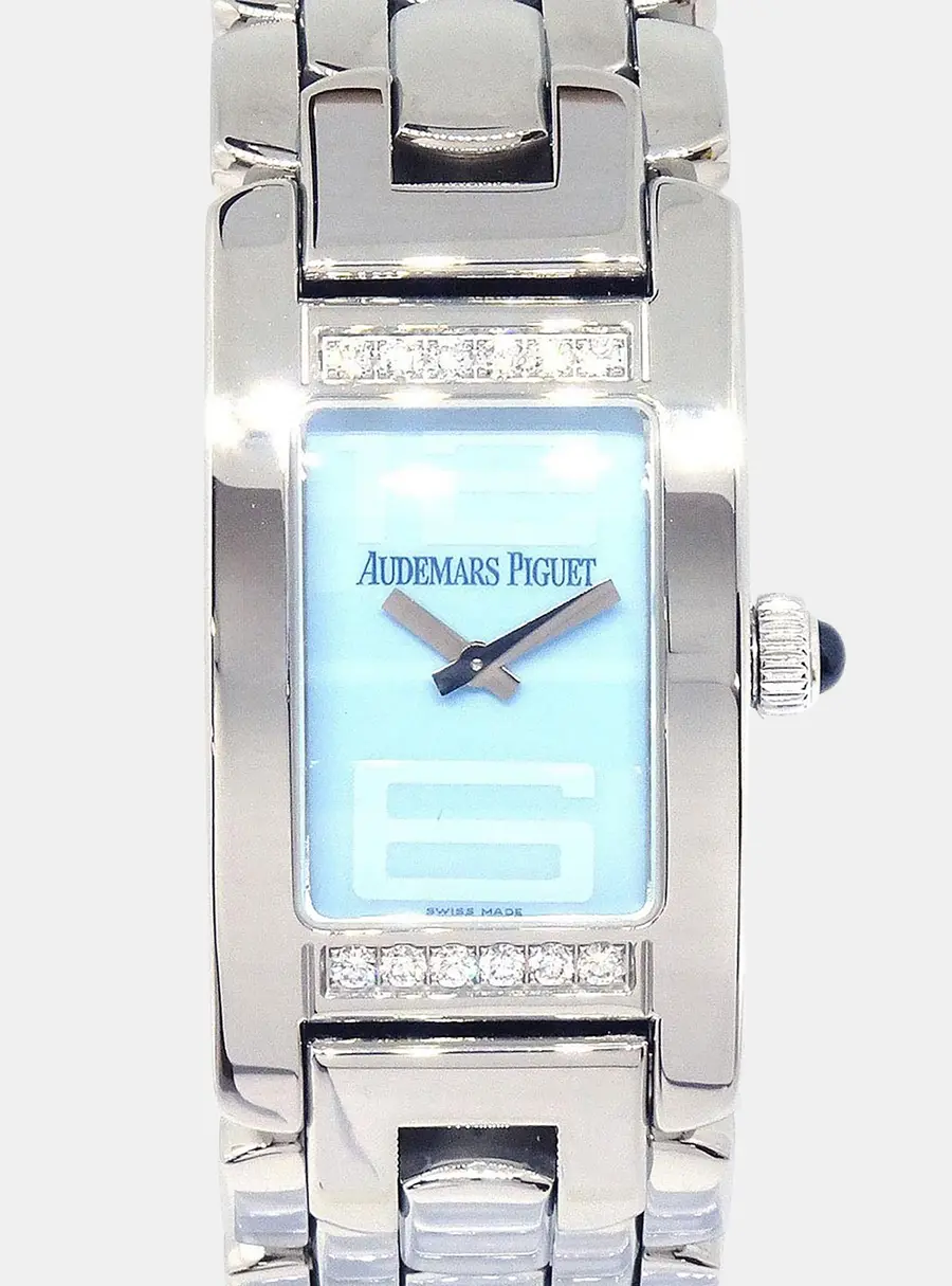 Audemars Piguet Blue Stainless Steel Diamond Promesse 67259ST Quartz Women's Wristwatch 20mm