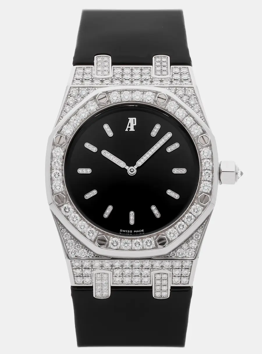 Audemars Piguet Royal Oak 77220BC.ZZ.D004CU.01 black white gold automatic Women's Wristwatch 33 mm