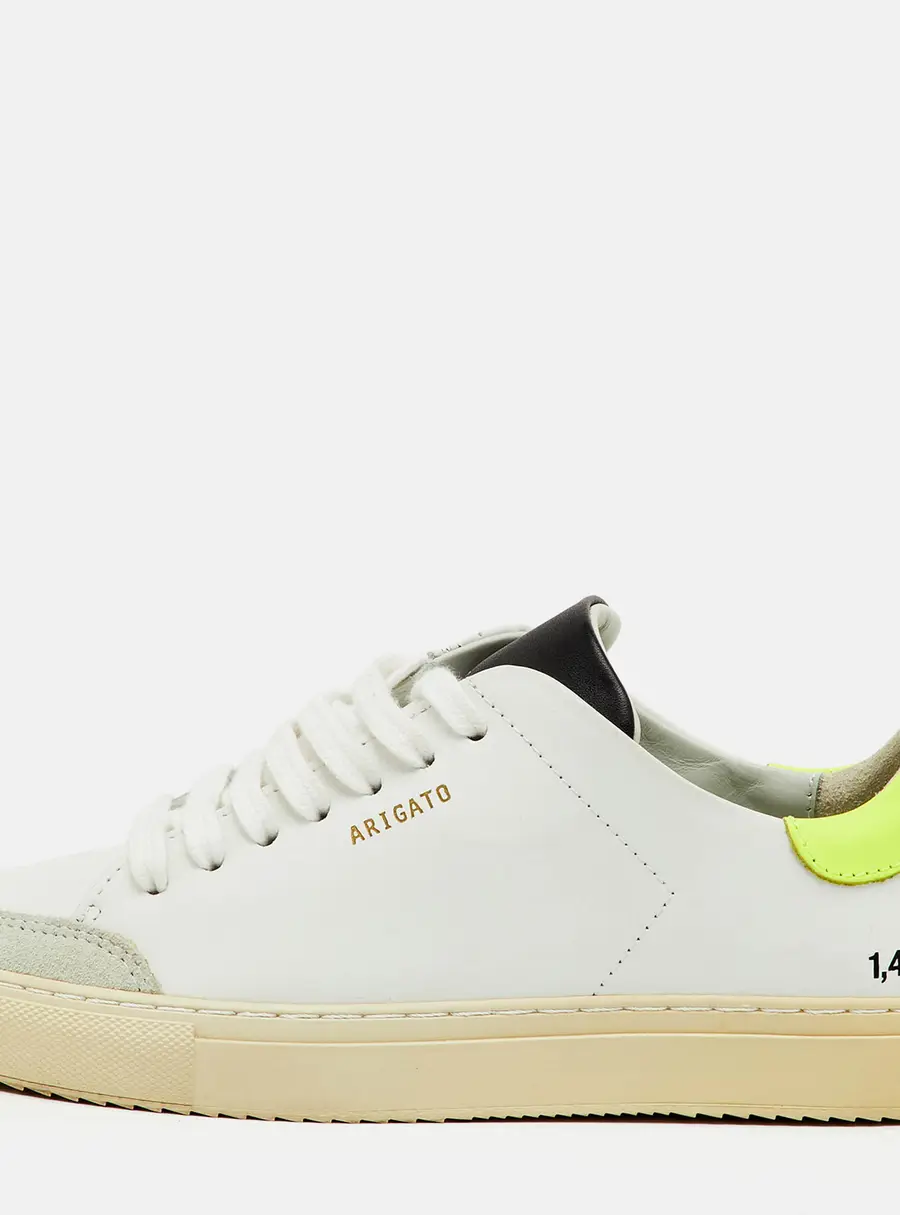 Axel Arigato White/Neon Leather Clean 90 Low Top Sneakers Size 36