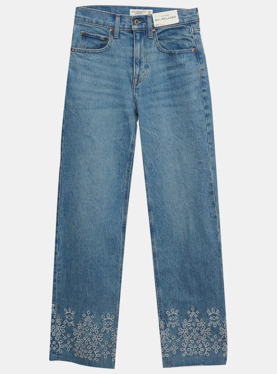 Abercrombie & Fitch Blue Denim 90's Relaxed High Rise Jeans S/Waist 24"