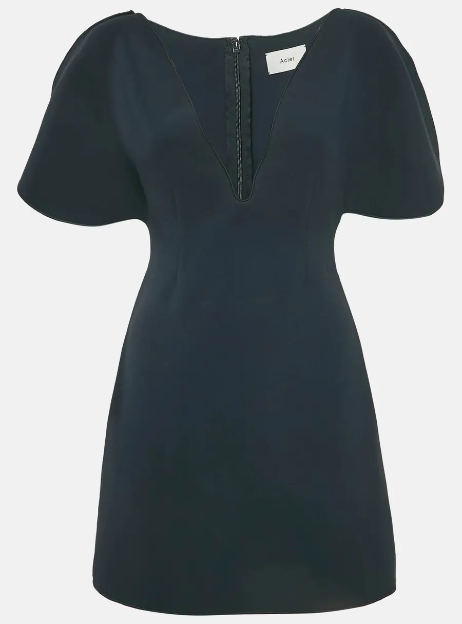 Alcer Blue Crepe Rogeron Mini Dress S