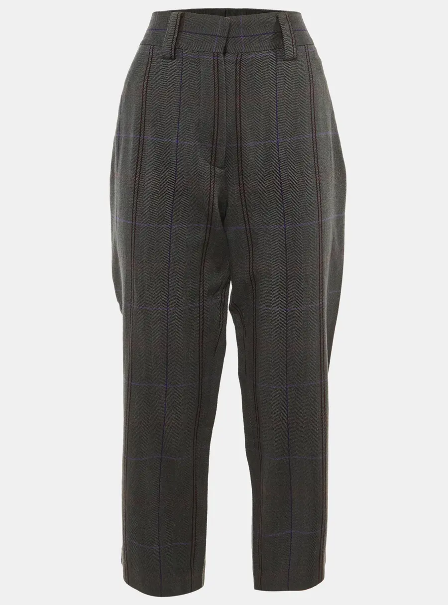Acne Studios Grey Patterned Wool Blend Regular Fit Trousers S
