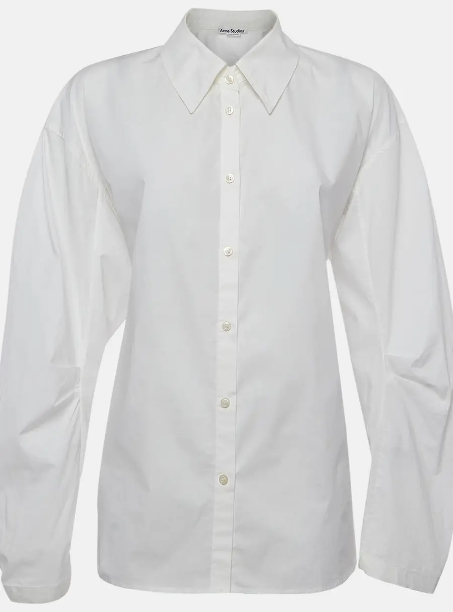 Acne Studios White Cotton Poplin Button Up Cut Out Shirt M