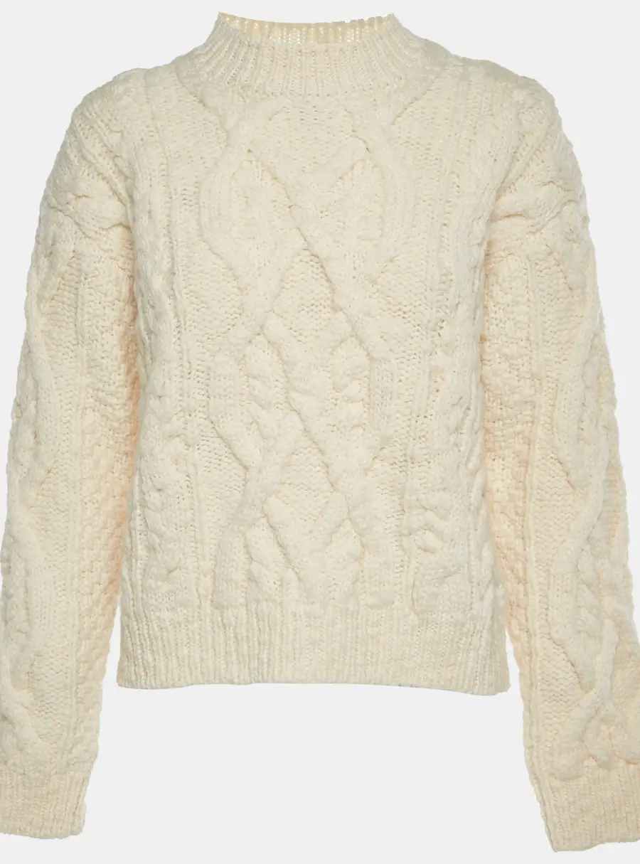 Acne Studios Cream Wool Cable Knit Edyta Sweater S