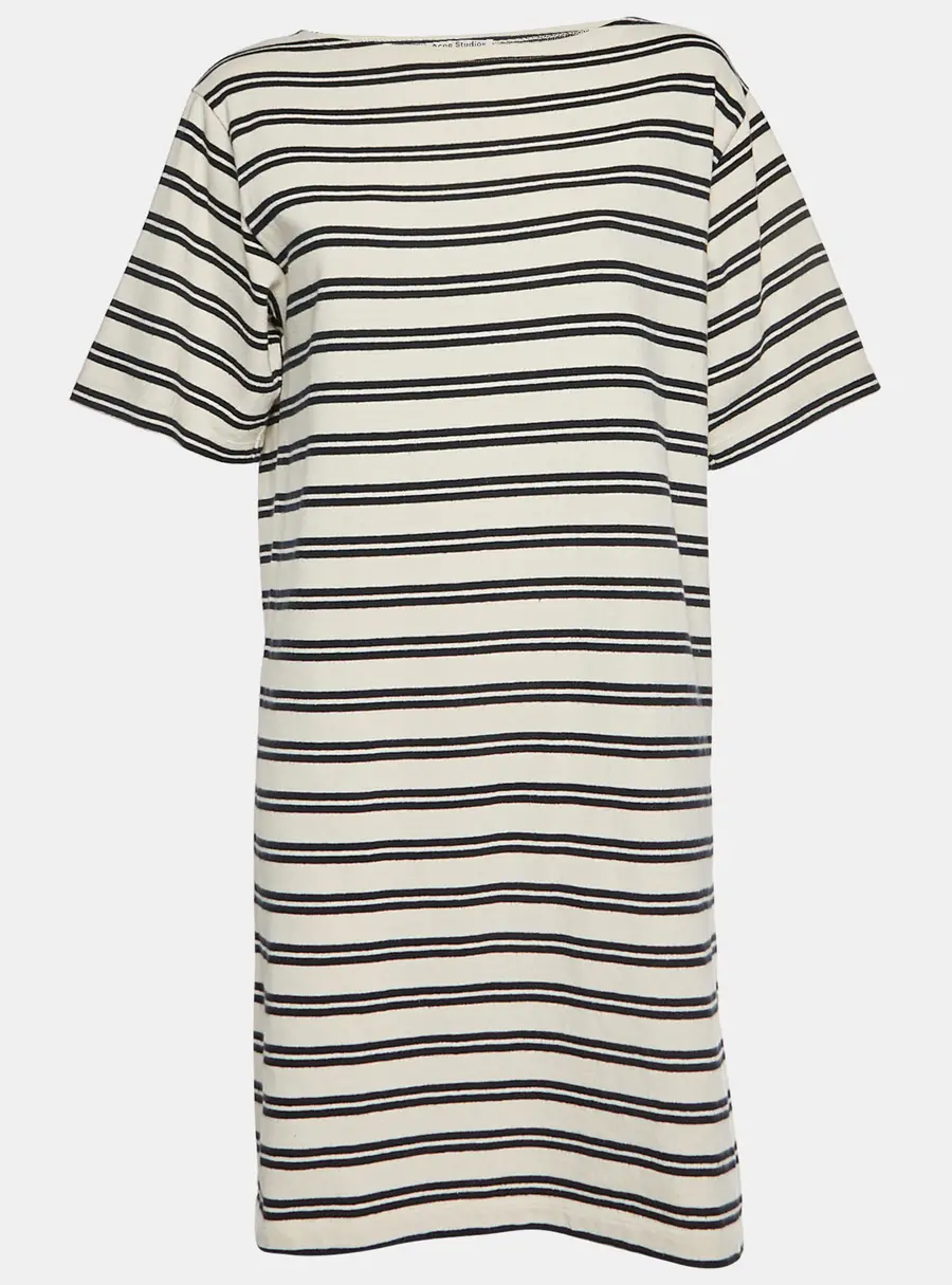 Acne Studios White/Blue Dodora Striped Jersey T-Shirt Dress M