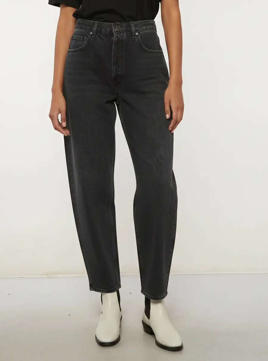 Agolde Grey Denim High Waisted Tapered Jeans M/Waist 28"