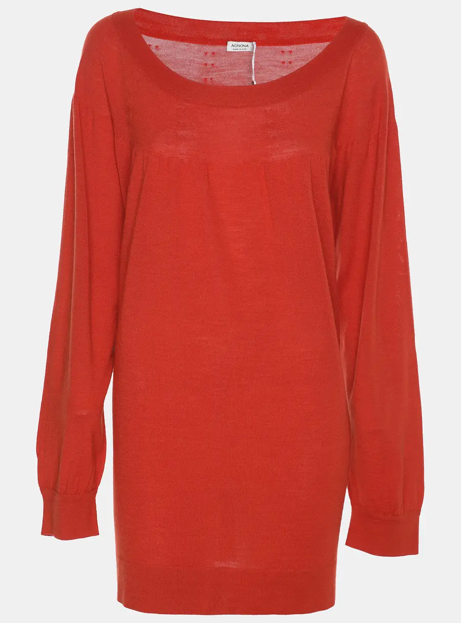 Agona Orange Stretch Knit Long Sleeve Sweater L