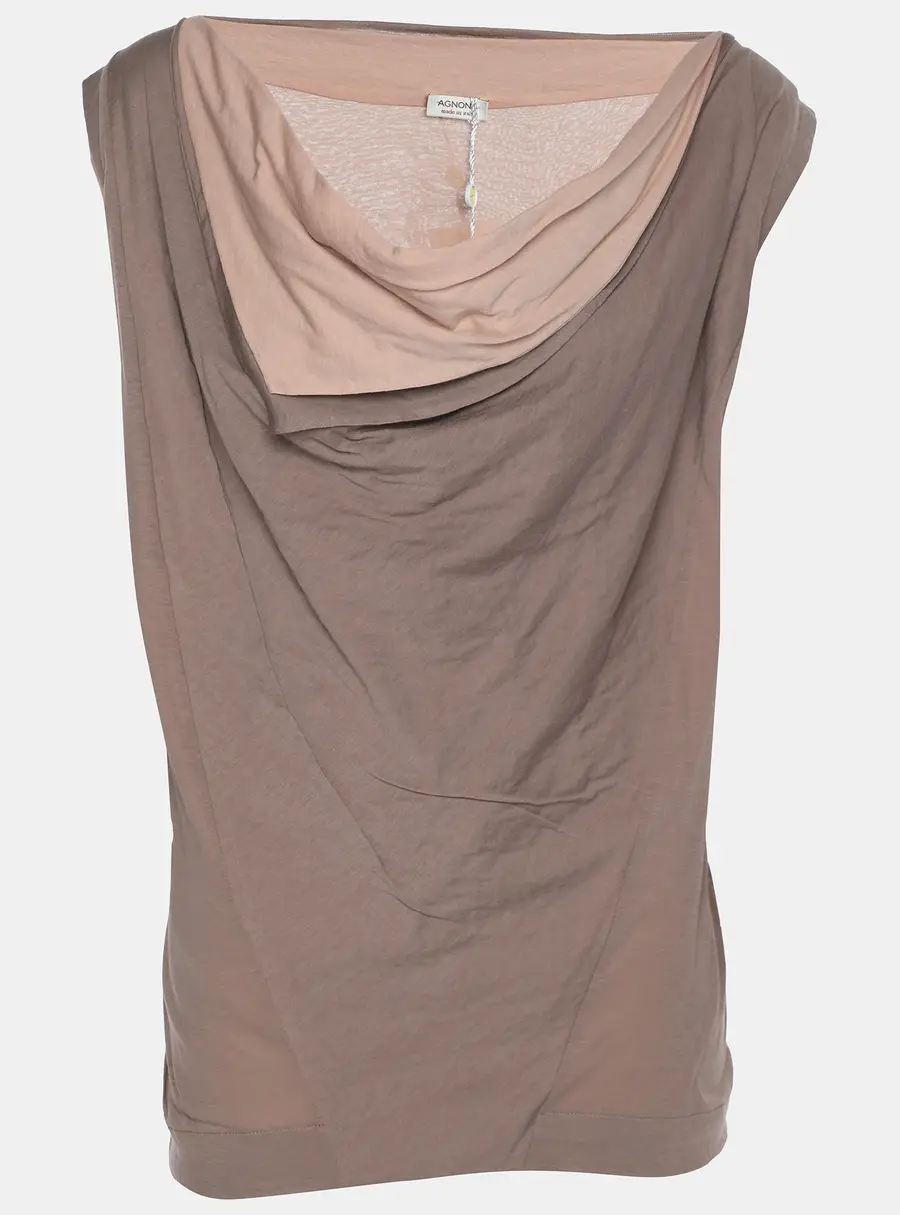 Agnona Beige Cotton Sleeveless Top Set L
