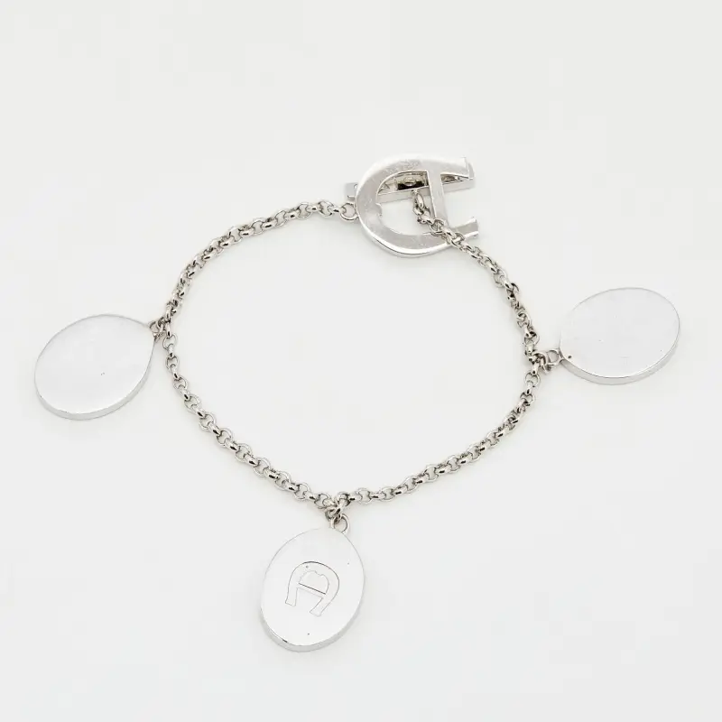Aigner Crystals Mother of Pearl Silver Tone Metal Bracelet