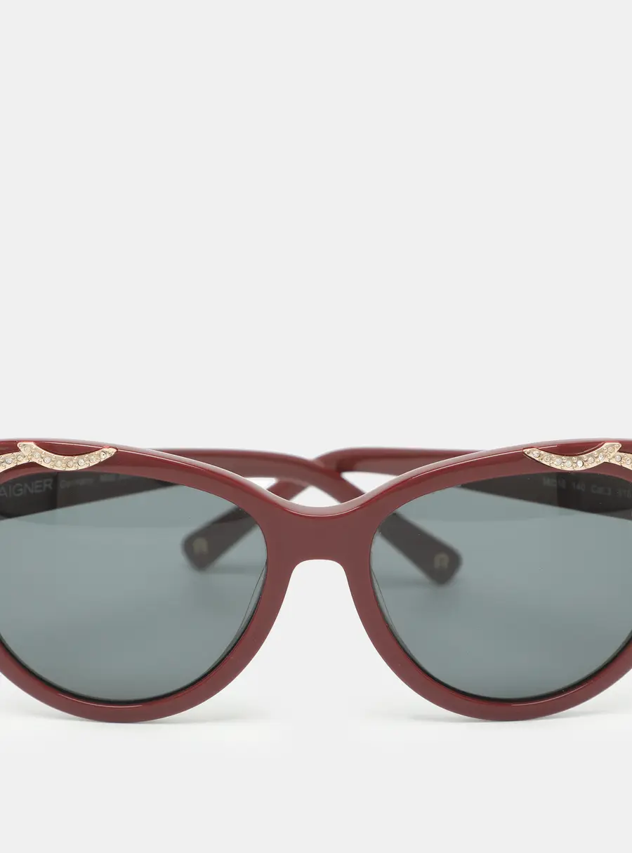 Aigner Black Acetate 35076 Crystal Embellished Cat-Eye Sunglasses