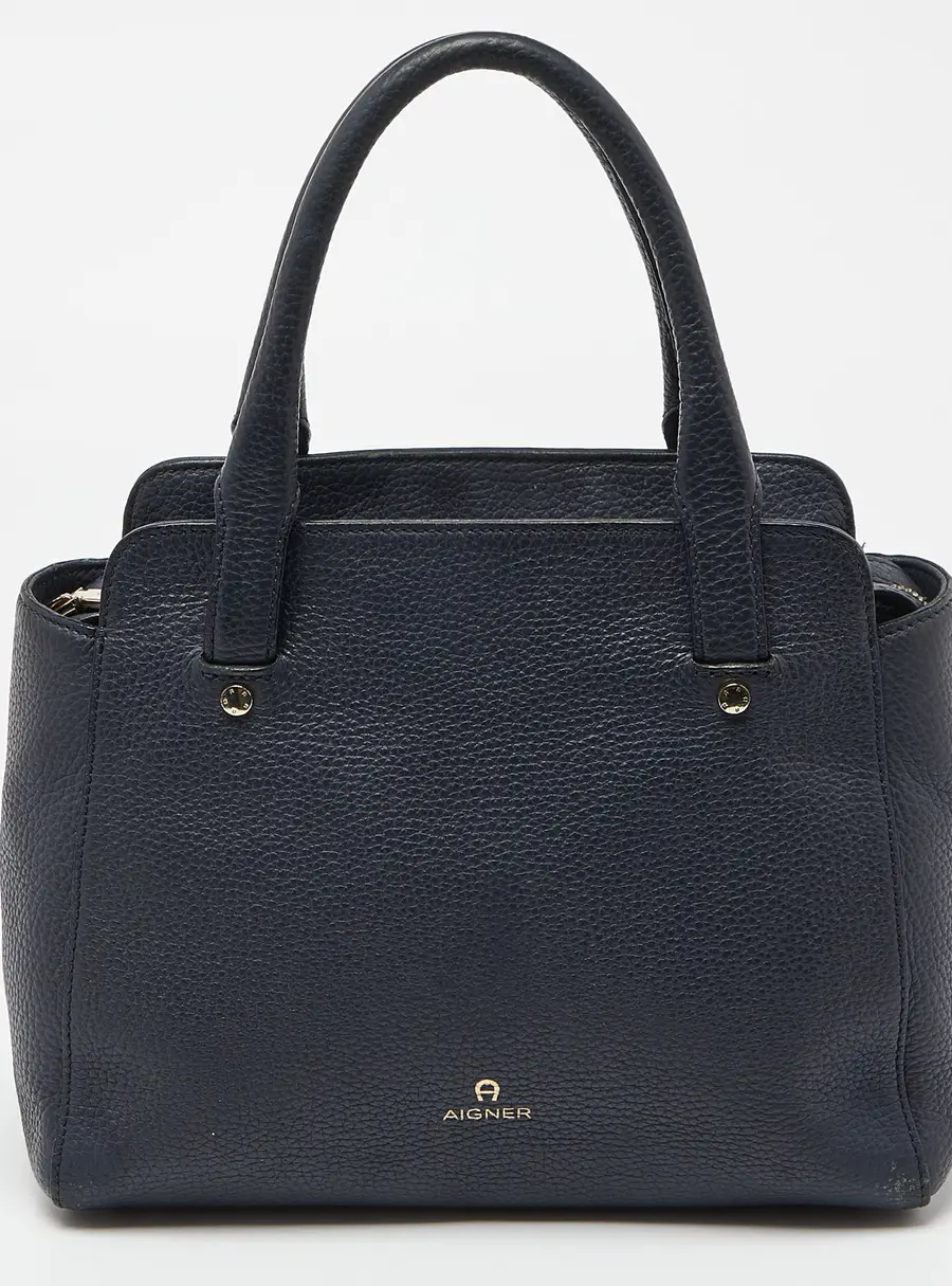 Aigner Cybill Blue Leather Tote Bag